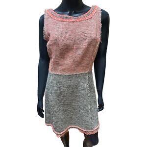 Milly Orange Silver Tweed Neon Metallic Dress Sz 10 New NWT MSRP $385